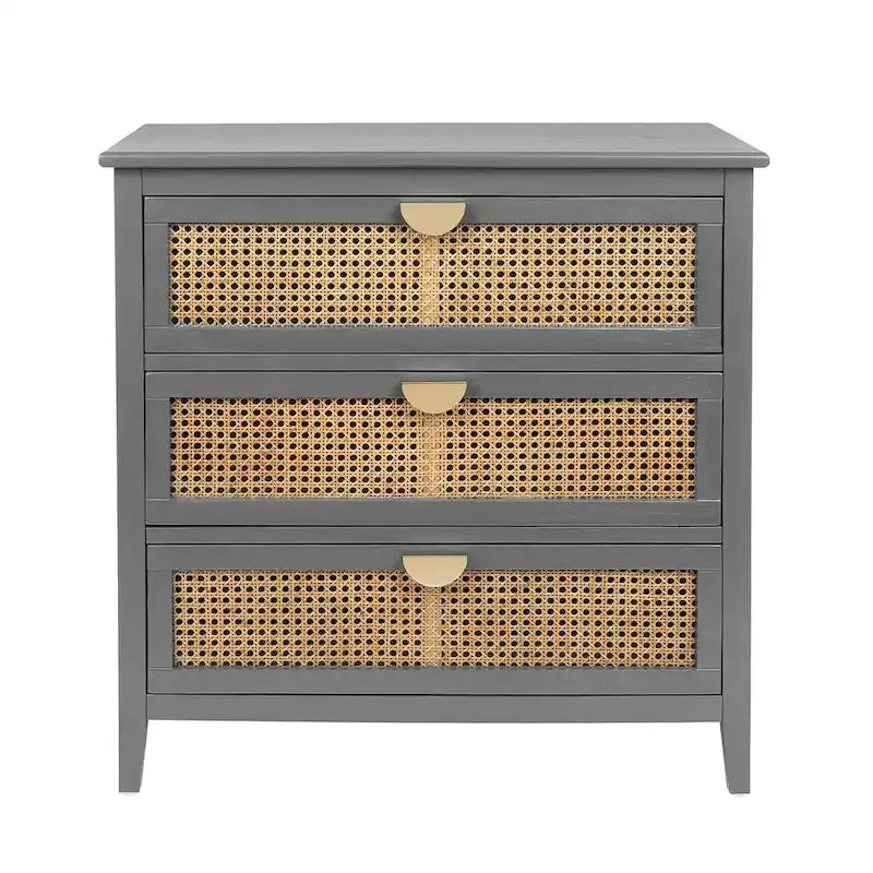 Mobiletto contenitore in rattan a 3 cassetti per camera da letto e soggiorno