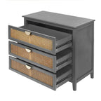 Mobiletto contenitore in rattan a 3 cassetti per camera da letto e soggiorno