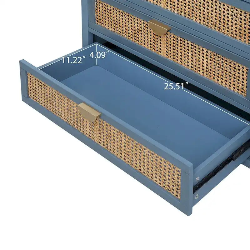 Mobiletto contenitore in rattan a 3 cassetti per camera da letto e soggiorno
