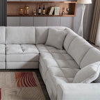 Divano sezionale modulare trapuntato in tessuto contemporaneo Roundhill Furniture Breton con pouf, Oyster