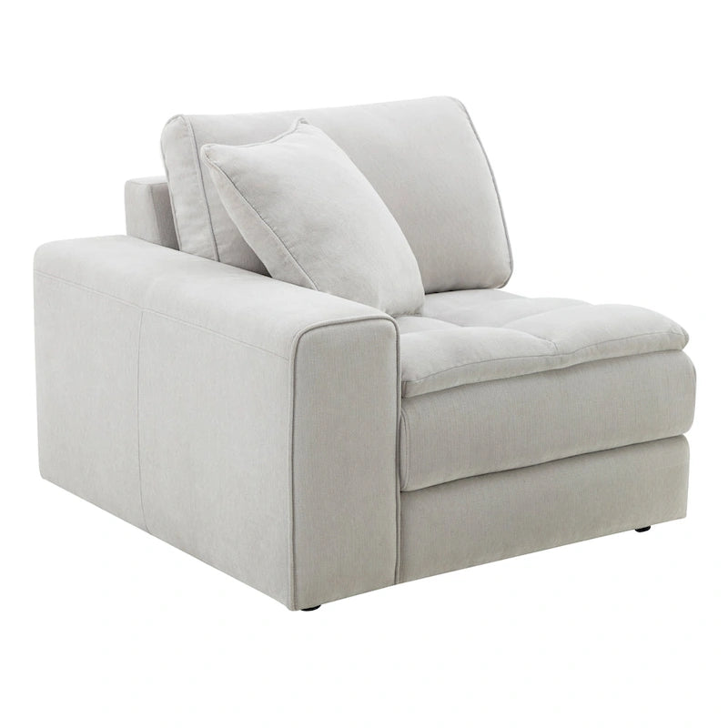 Divano sezionale modulare trapuntato in tessuto contemporaneo Roundhill Furniture Breton con pouf, Oyster