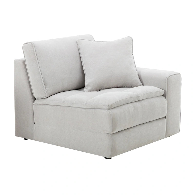 Divano sezionale modulare trapuntato in tessuto contemporaneo Roundhill Furniture Breton con pouf, Oyster