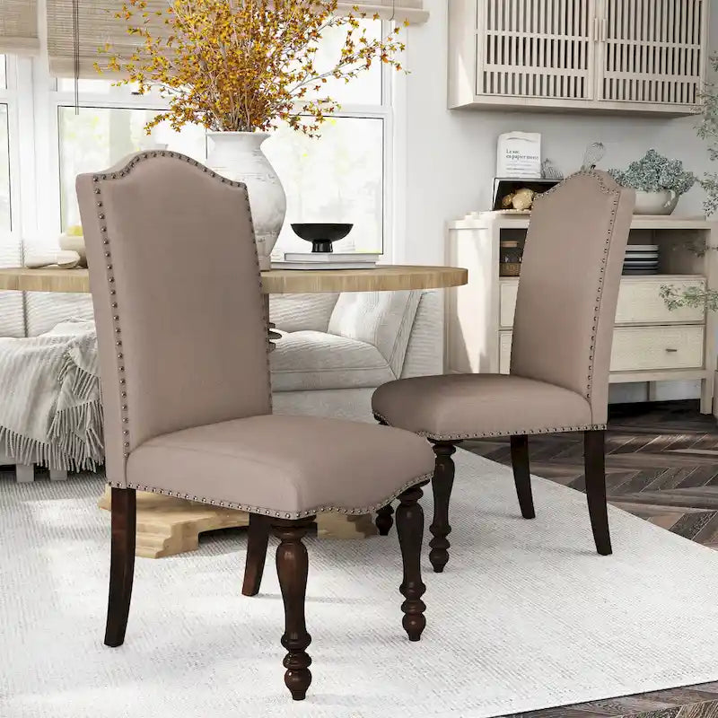 Sedie da pranzo Ketz in tessuto color tortora (set da 2) di Furniture of America