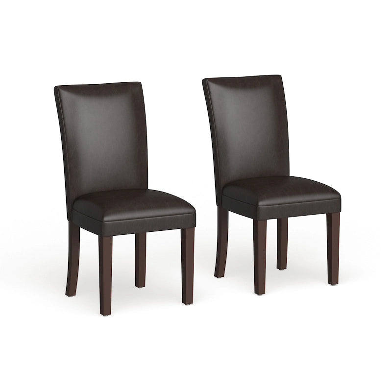 Homepop Parsons Dining Chair - Ecopelle Marrone - set da 2