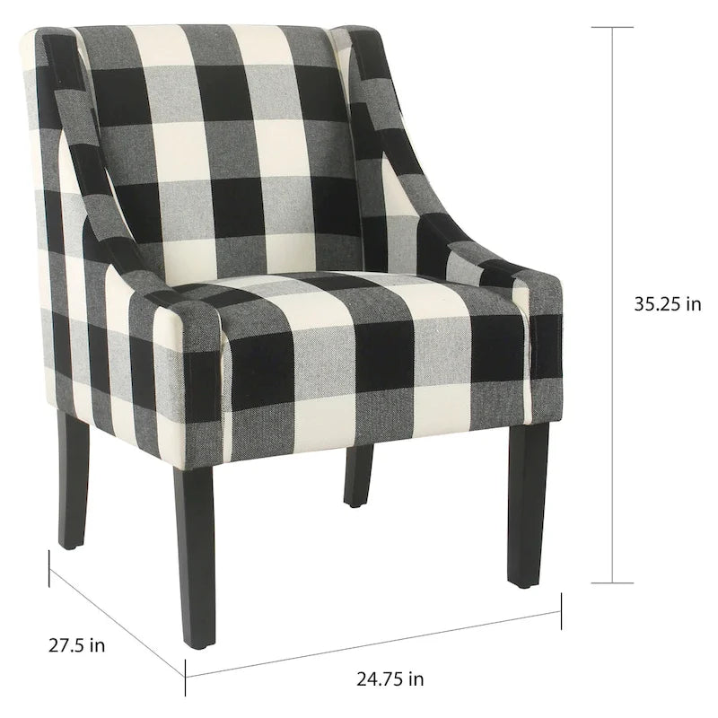 Poltrona accent HomePop Modern Swoop - Plaid nero