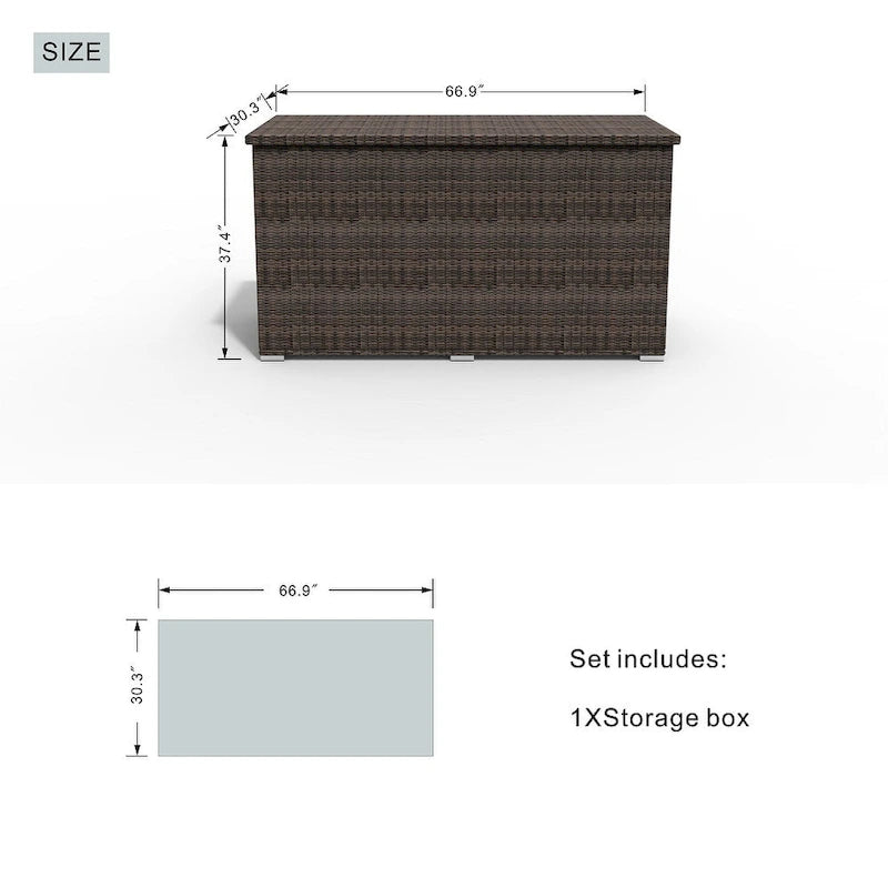 Contenitore in vimini per cuscini da esterno Box da patio in vimini di Moda Furnishings
