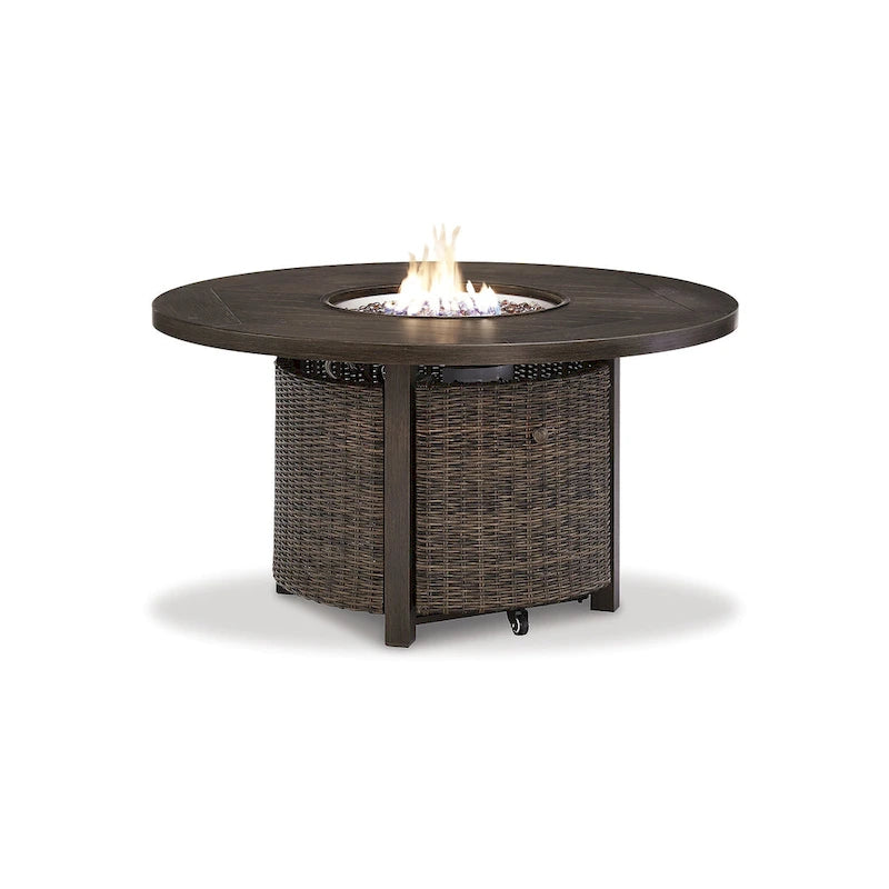 Signature Design by Ashley Paradise Trail Divanetto da esterno, sedie a sdraio e tavolo con braciere marrone medio/beige
