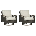 Signature Design by Ashley Paradise Trail Divanetto da esterno, sedie a sdraio e tavolo con braciere marrone medio/beige