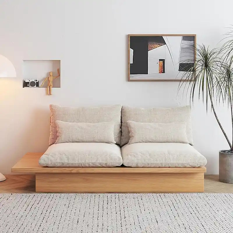 Divano JASIWAY in Cotone Line Beige con Struttura in Legno