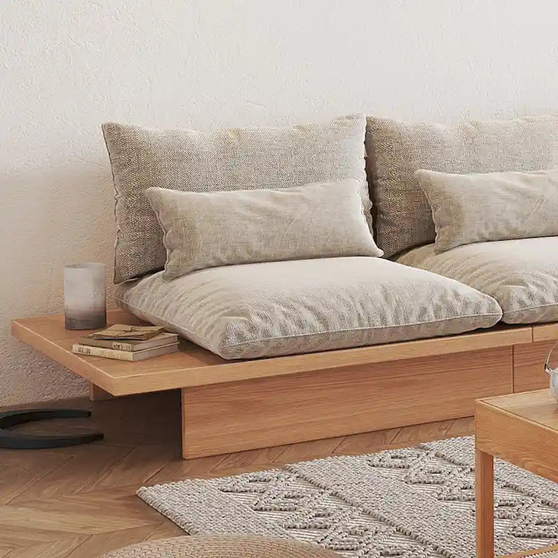 Divano JASIWAY in Cotone Line Beige con Struttura in Legno
