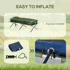 Outsunny Brandina da Campeggio, Set Letto Pieghevole da Esterno con Materasso, Sacco a Pelo, Cuscino e Borsa per il Trasporto, Comoda e Portatile