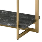Tavolino da divano Lovell Glam Gold and Black da 51 pollici in finto marmo a 1 ripiano di Furniture of America