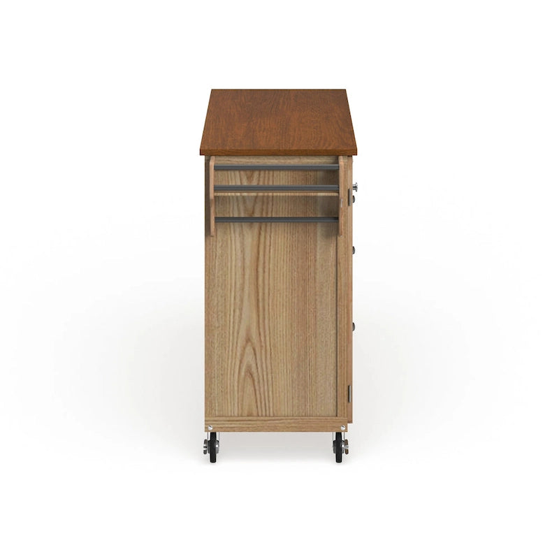 Carrello da cucina a 4 cassetti Copper Grove Puff Island con finitura naturale