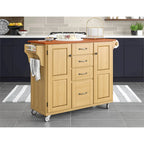 Carrello da cucina a 4 cassetti Copper Grove Puff Island con finitura naturale