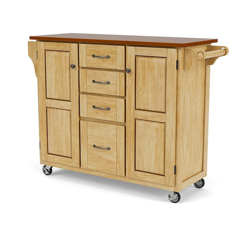 Carrello da cucina a 4 cassetti Copper Grove Puff Island con finitura naturale