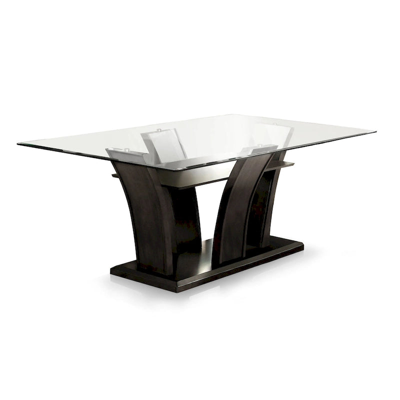 Tavolo da pranzo Furniture of America Bind contemporaneo con piano in vetro da 72 pollici, finitura ciliegio