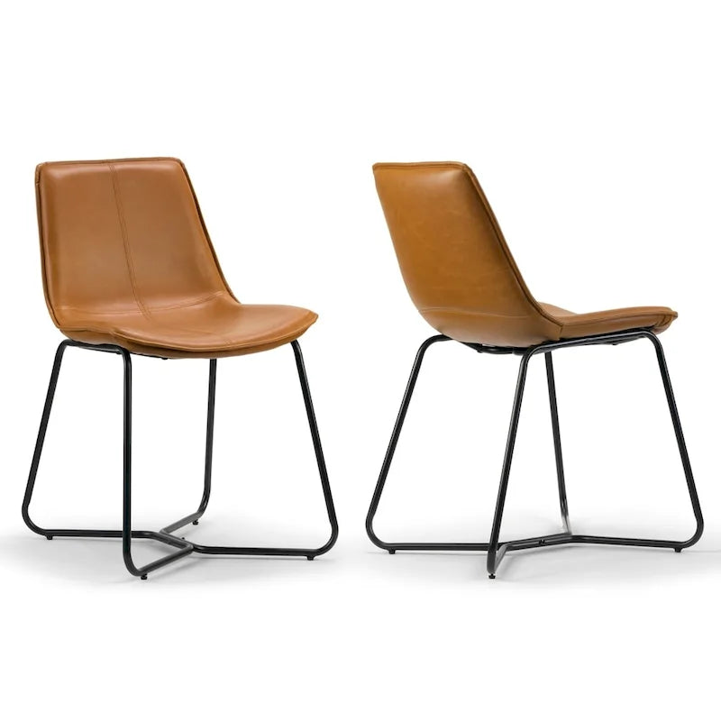 Amery Cappuccino Faux Leather Dining Chair with Iron Frame (Set of 2)