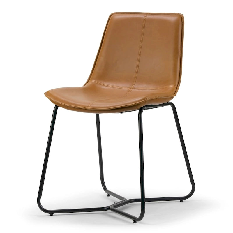 Sedia da pranzo Amery Cappuccino in similpelle con struttura in ferro (set da 2)
