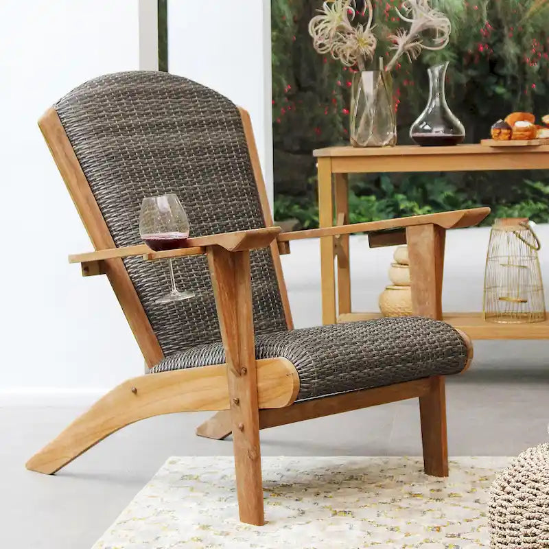 Cambridge Casual Auburn Upholstered Teak Outdoor Adirondack Chair