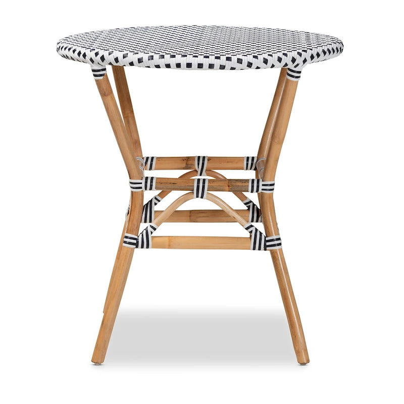 Tavolo da pranzo Tavor classico francese in bianco e nero intrecciato/rattan naturale per interni ed esterni