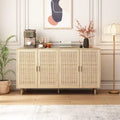 Credenza funzionale a 4 ante in rattan decorativo