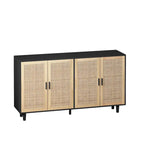 Credenza funzionale a 4 ante in rattan decorativo