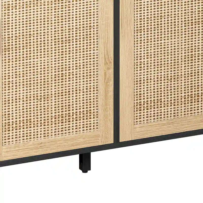 Credenza funzionale a 4 ante in rattan decorativo