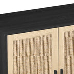 Credenza funzionale a 4 ante in rattan decorativo