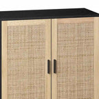Credenza funzionale a 4 ante in rattan decorativo