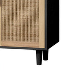 Credenza funzionale a 4 ante in rattan decorativo