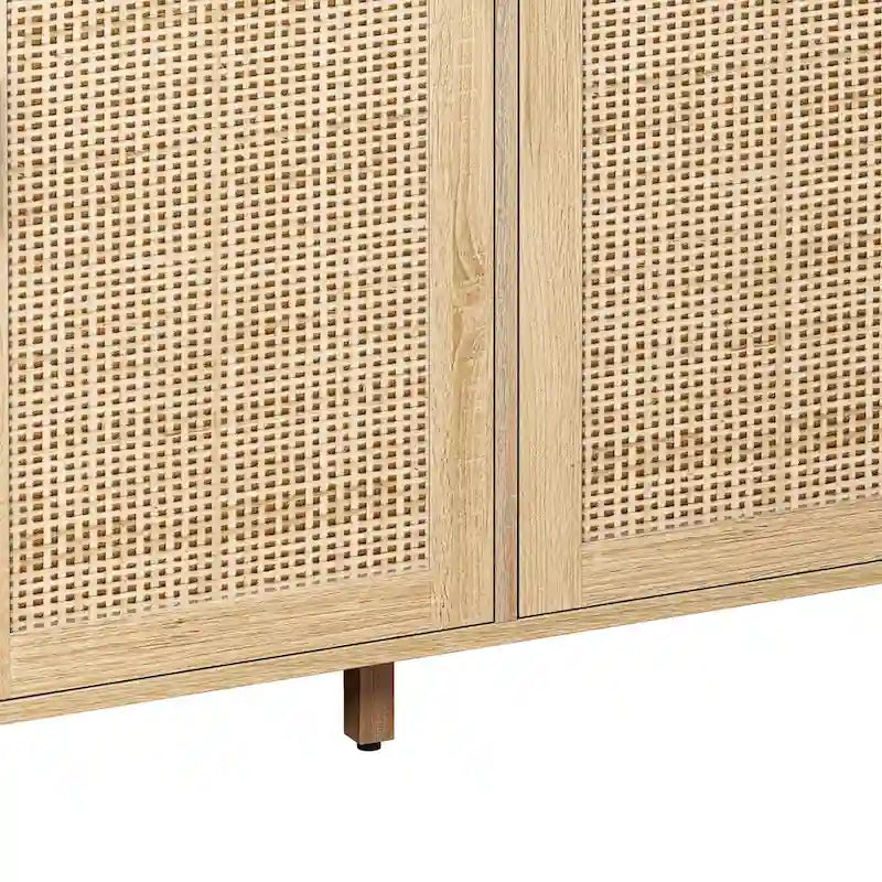 Credenza funzionale a 4 ante in rattan decorativo