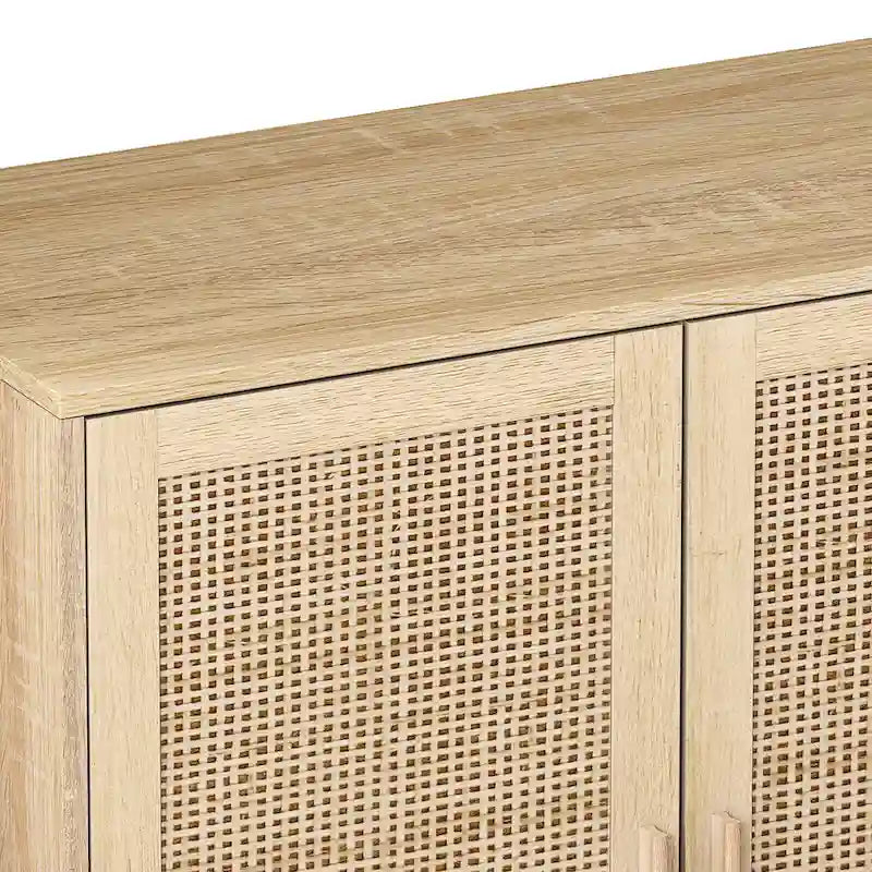 Credenza funzionale a 4 ante in rattan decorativo