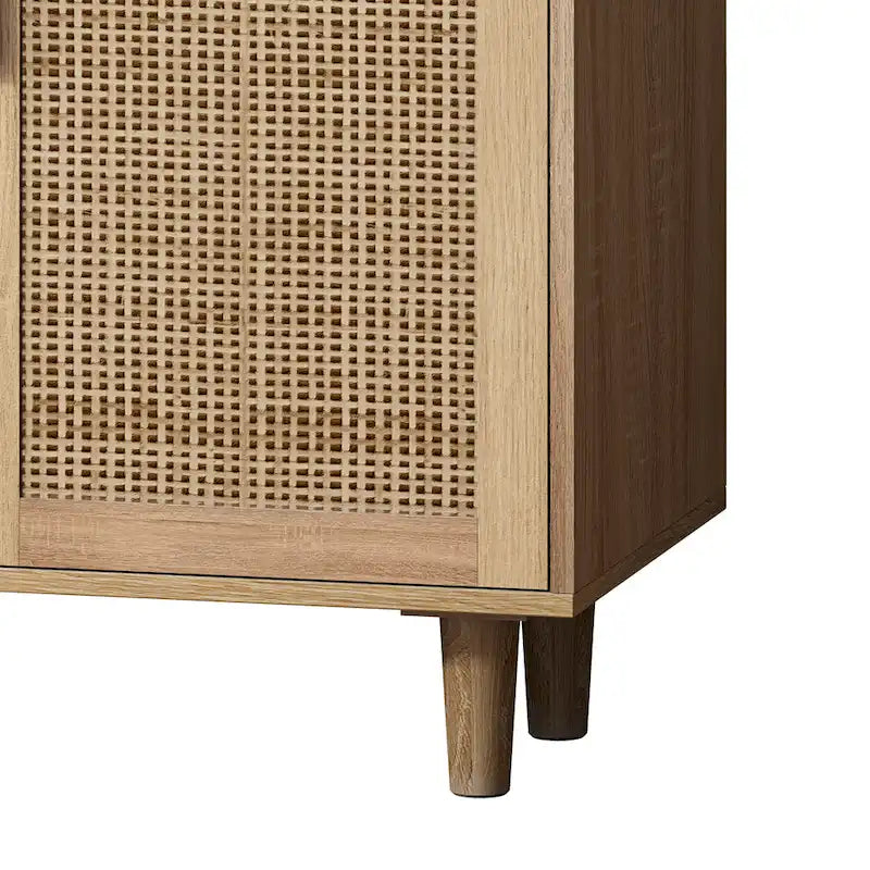 Credenza funzionale a 4 ante in rattan decorativo