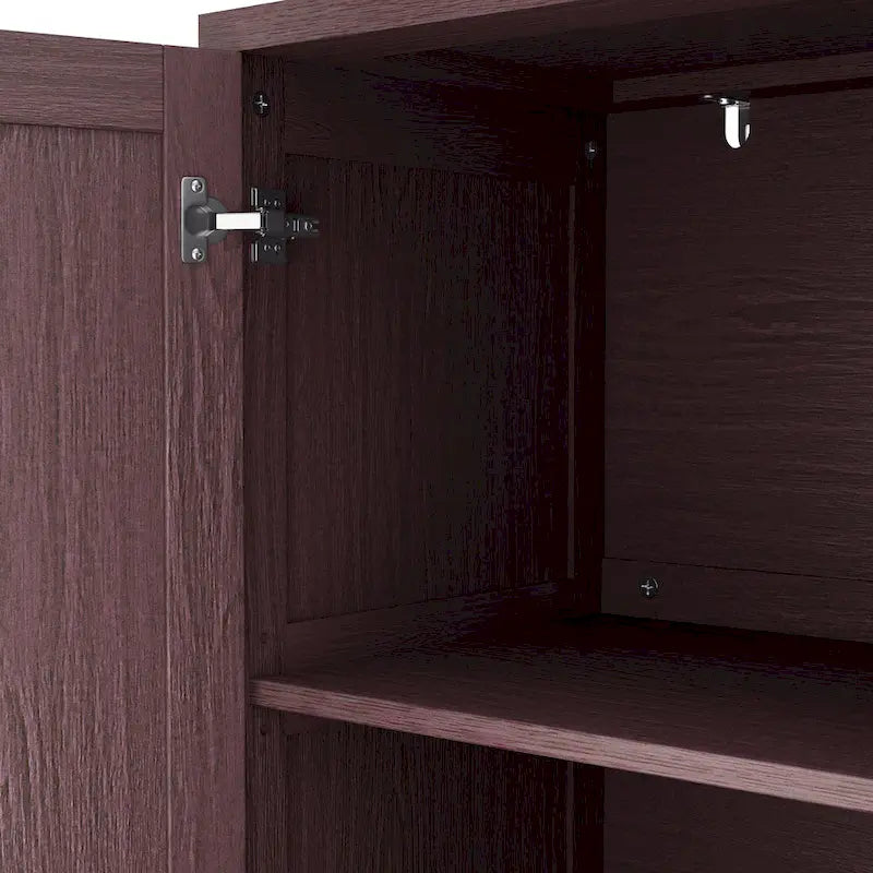 Credenza funzionale a 4 ante in rattan decorativo