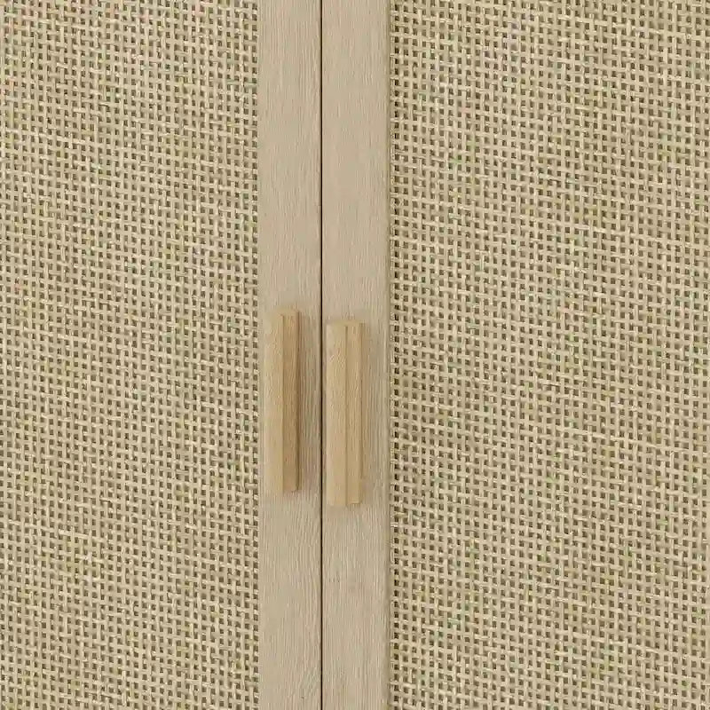 Credenza funzionale a 4 ante in rattan decorativo