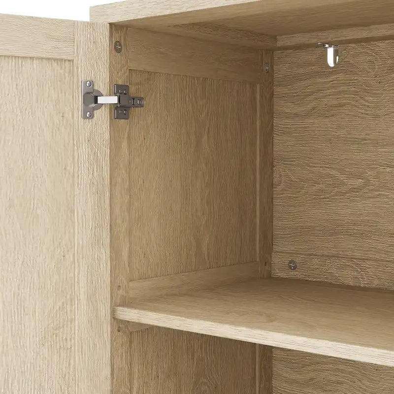 Credenza funzionale a 4 ante in rattan decorativo