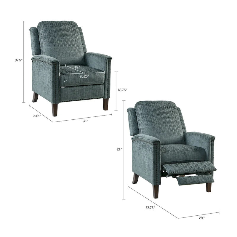 Poltrona reclinabile Madison Park Cecile blu con schienale a spinta