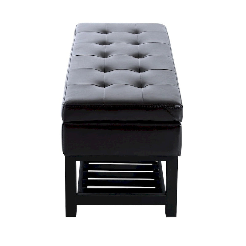 Panca Contenitore Pouf Portascarpe Westfield Marrone in Ecopelle Trapuntata Porch & Den