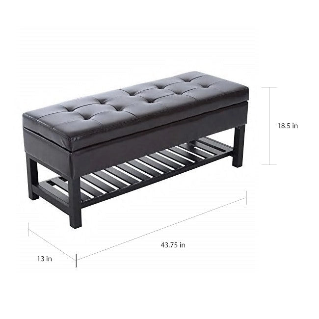 Panca Contenitore Pouf Portascarpe Westfield Marrone in Ecopelle Trapuntata Porch & Den