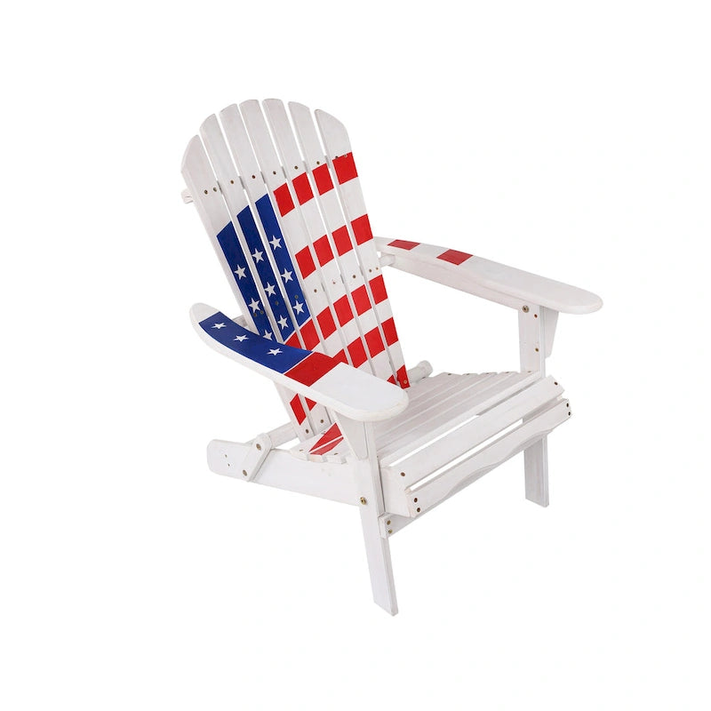 Sedia da Esterno in Legno Adirondack con Bandiera Americana Patriotica