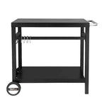 Royal Gourmet Carrello da Pranzo Mobile con Doppio Ripiano, Tavolo da Lavoro con Maniglia, Nero