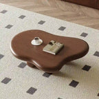 Tavolino da caffè a forma di nuvola moderno in noce da 48,4 pollici, tavolino da caffè in legno massello marrone di metà secolo per soggiorno - 48
