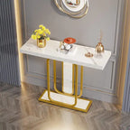 41.3 Tavolo consolle con luci LED, tavolo d'ingresso/corridoio moderno color oro e bianco