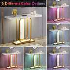 41.3 Tavolo consolle con luci LED, tavolo d'ingresso/corridoio moderno color oro e bianco