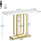 41.3 Tavolo consolle con luci LED, tavolo d'ingresso/corridoio moderno color oro e bianco