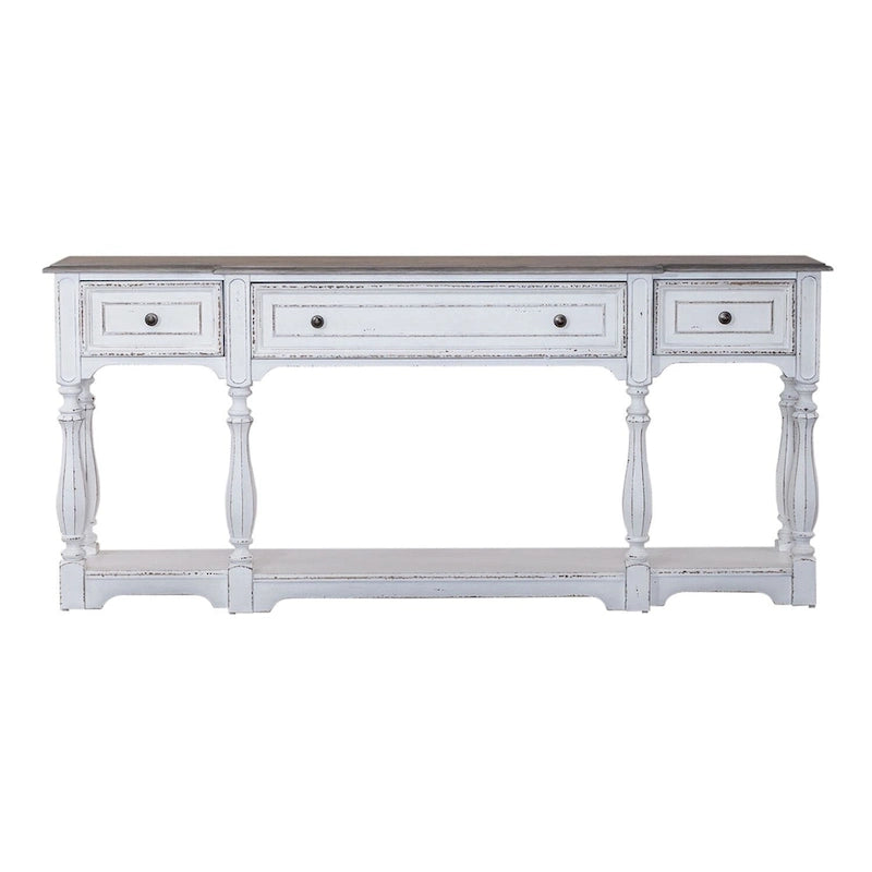 Consolle da ingresso Magnolia Manor in bianco antico e corteccia invecchiata, 182 cm