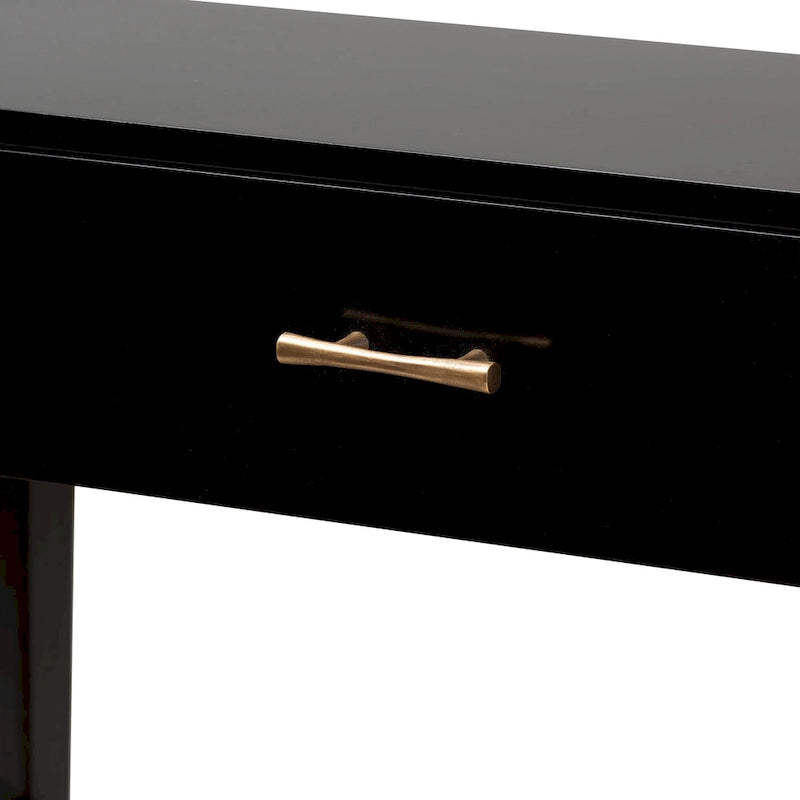 Freya Tavolo Consolle 1 Cassetto in Legno di Bayur, Stile Bohemien Moderno - Nero
