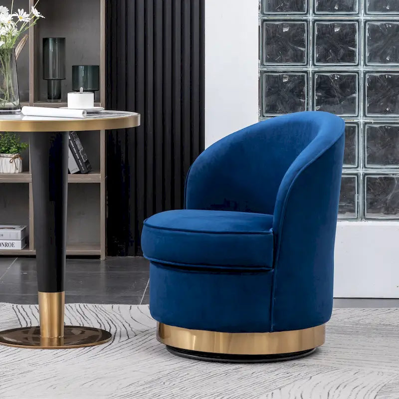 Poltrona girevole contemporanea in velluto Wania Roundhill Furniture, blu
