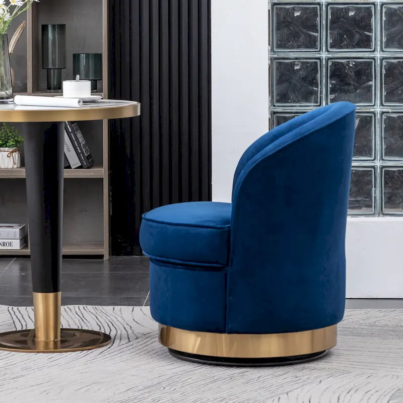Poltrona girevole contemporanea in velluto Wania Roundhill Furniture, blu