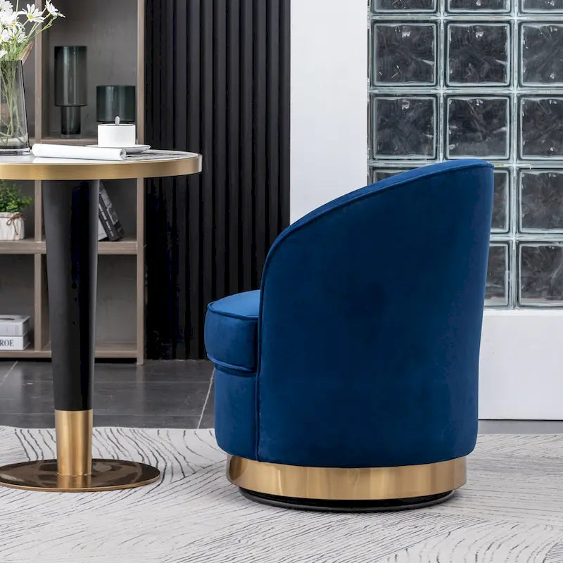 Poltrona girevole contemporanea in velluto Wania Roundhill Furniture, blu